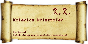 Kolarics Krisztofer névjegykártya